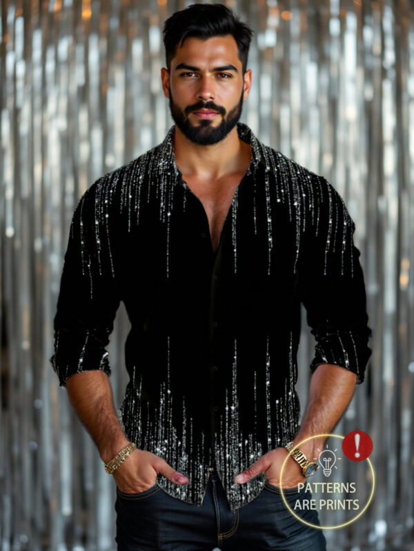 Manfinity NiteLyfe Chemise décontractée à manches longues avec boutons et imprimé minimaliste pour homme, pour une utilisation quotidienne