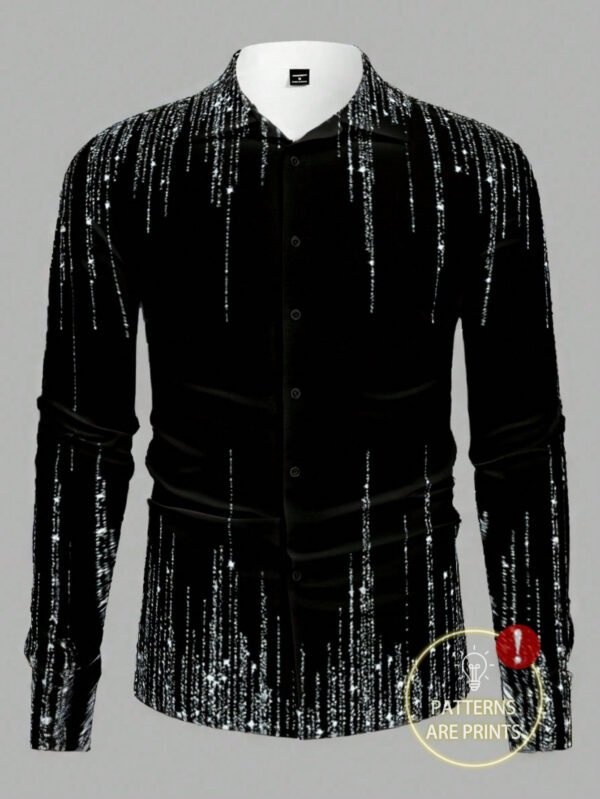 Manfinity NiteLyfe Chemise décontractée à manches longues avec boutons et imprimé minimaliste pour homme, pour une utilisation quotidienne – Image 2