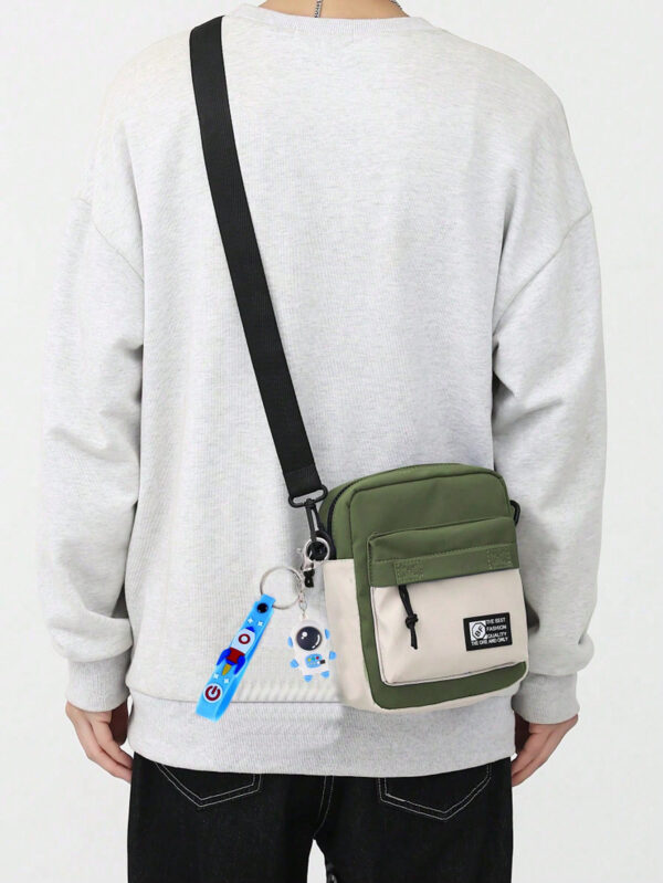 Décoration en forme d'astronaute, sac messenger en canevas mini crossbody pour homme, sac fourre-tout à motif blocs de couleurs, idéal pour Noël, Thanksgiving, automne, voyage d'hiver, cadeaux de vacances, sac messager, sac à bandoulière, sac de plage, sac de sport, cadeaux de Noël, Joyeux Noël, sac pour homme, randonnée, cadeaux de randonnée, étudiant, grande capacité, multifonction, plein air, portable, mode décontractée, cadeaux pour papa, voyage, drôle, sacs latéraux, sacoche, sac, sac cabas, sac de voyage, camping, sac banane, rentrée scolaire – Image 4