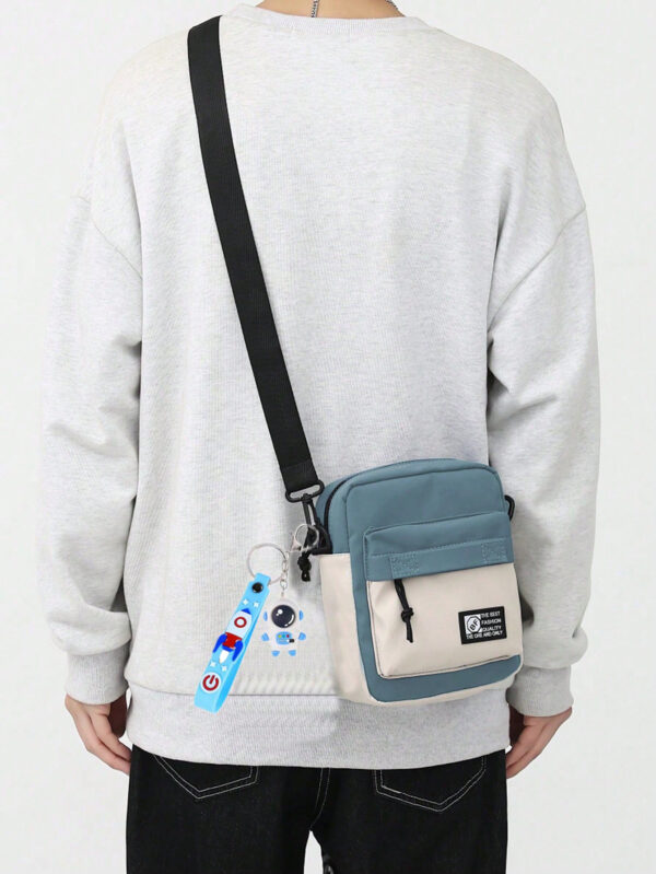 Décoration en forme d'astronaute, sac messenger en canevas mini crossbody pour homme, sac fourre-tout à motif blocs de couleurs, idéal pour Noël, Thanksgiving, automne, voyage d'hiver, cadeaux de vacances, sac messager, sac à bandoulière, sac de plage, sac de sport, cadeaux de Noël, Joyeux Noël, sac pour homme, randonnée, cadeaux de randonnée, étudiant, grande capacité, multifonction, plein air, portable, mode décontractée, cadeaux pour papa, voyage, drôle, sacs latéraux, sacoche, sac, sac cabas, sac de voyage, camping, sac banane, rentrée scolaire – Image 5