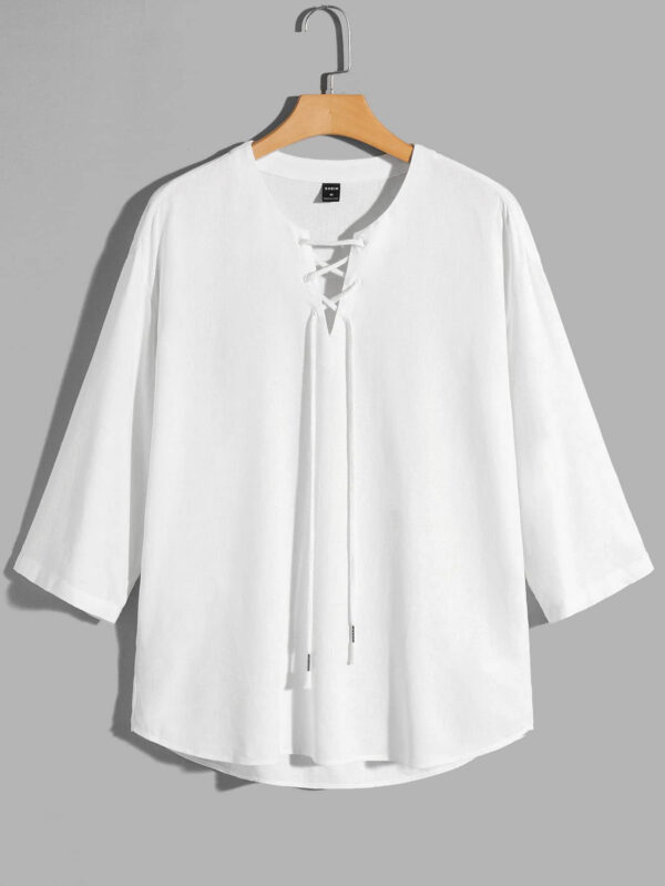 Manfinity Modomio Top ample avec laçage avant, épaules tombantes et ourlet asymétrique pour hommes – Image 2