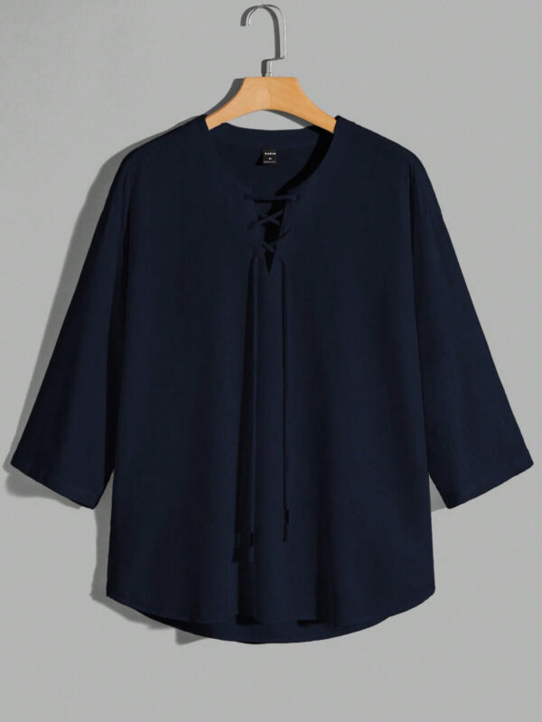 Manfinity Modomio Top ample avec laçage avant, épaules tombantes et ourlet asymétrique pour hommes – Image 3