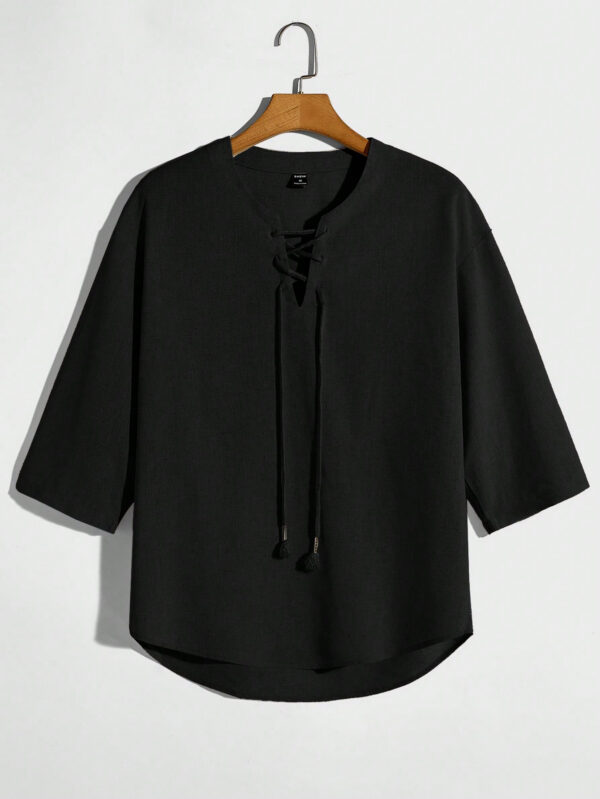 Manfinity Modomio Top ample avec laçage avant, épaules tombantes et ourlet asymétrique pour hommes – Image 4