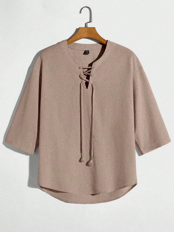 Manfinity Modomio Top ample avec laçage avant, épaules tombantes et ourlet asymétrique pour hommes – Image 5