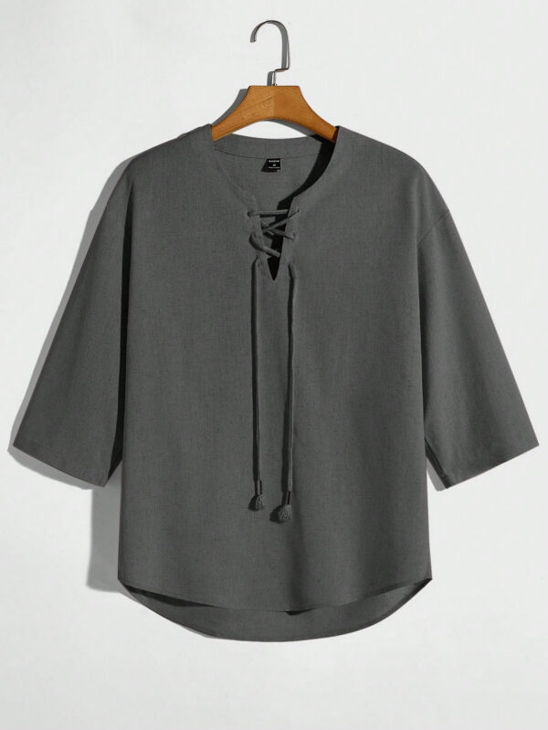 Manfinity Modomio Top ample avec laçage avant, épaules tombantes et ourlet asymétrique pour hommes – Image 6
