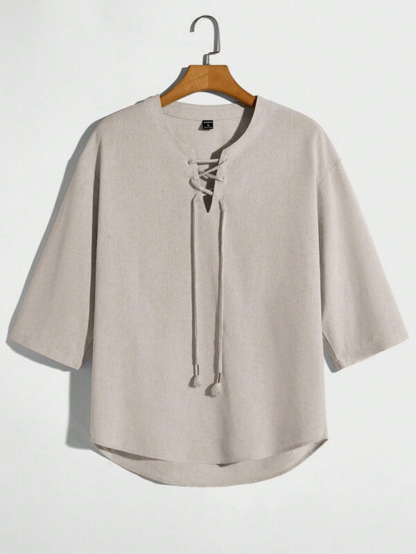 Manfinity Modomio Top ample avec laçage avant, épaules tombantes et ourlet asymétrique pour hommes – Image 7