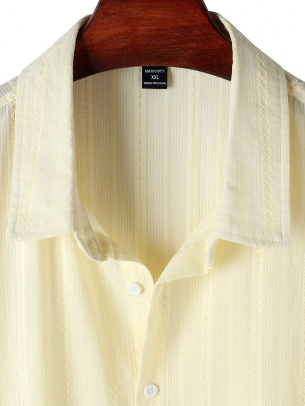 Manfinity Homme Chemise casual pour hommes à manches courtes unie avec col contrastant de couleur unie, pour l'été, pour sortir – Image 3