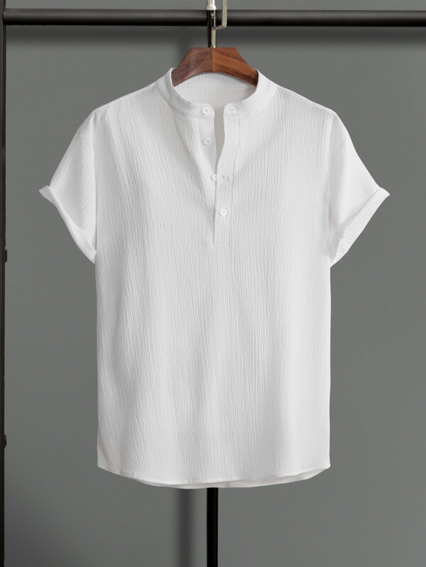 Manfinity Homme Chemise décontractée à demi-bouton pour hommes de couleur unie – Image 2
