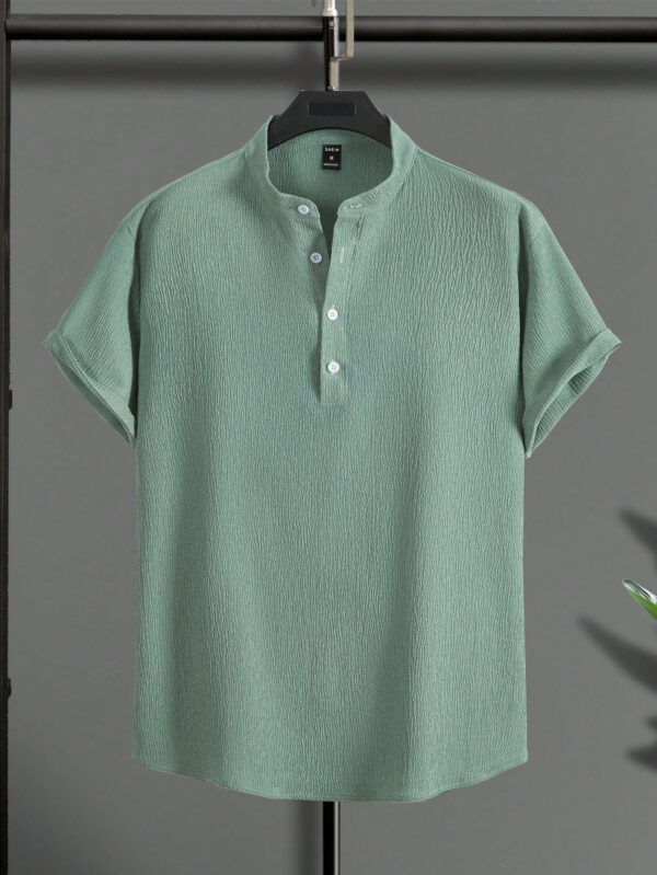 Manfinity Homme Chemise décontractée à demi-bouton pour hommes de couleur unie – Image 3