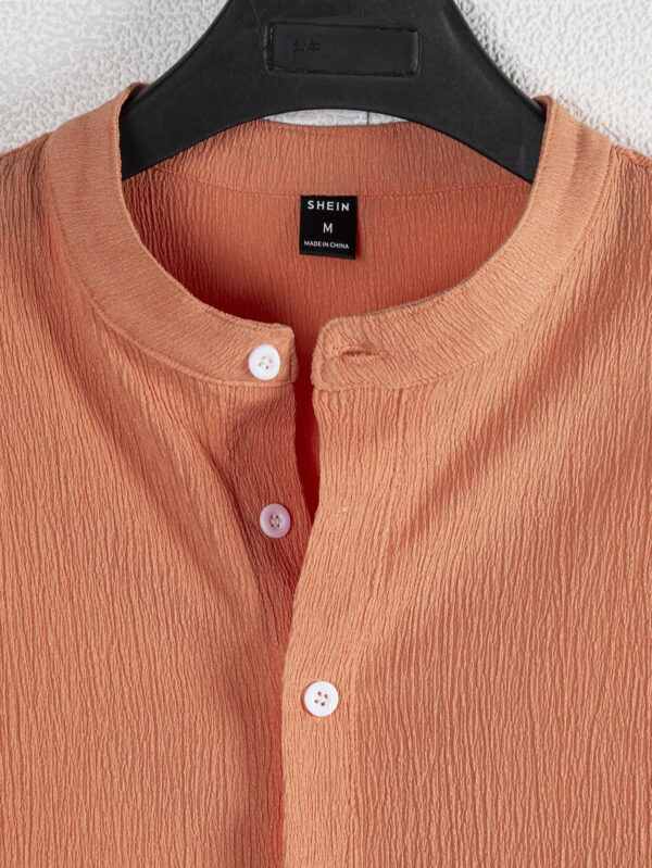 Manfinity Homme Chemise décontractée à demi-bouton pour hommes de couleur unie – Image 7