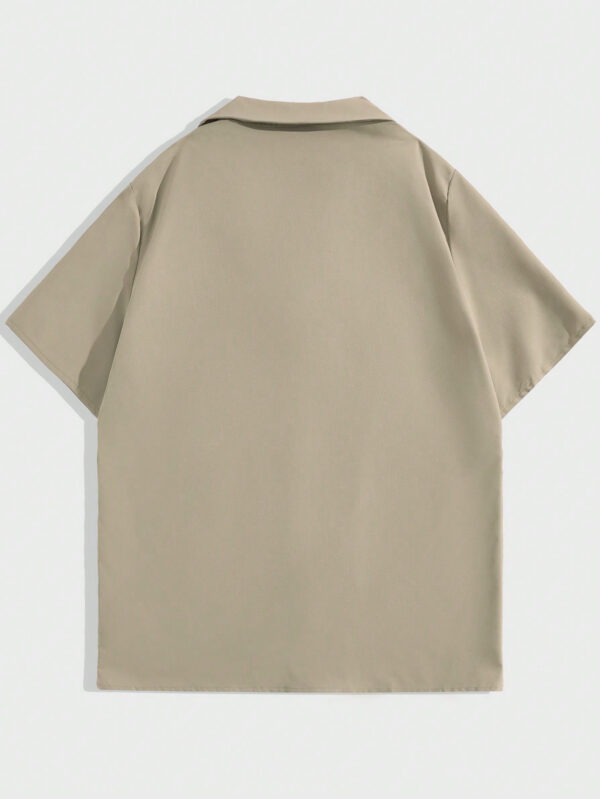 ROMWE Street Life Chemise à manches courtes de couleur unie pour hommes, école – Image 3