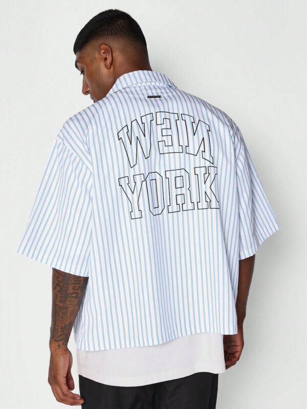 SUMWON Chemise ajustée en box avec rayures fines et broderie