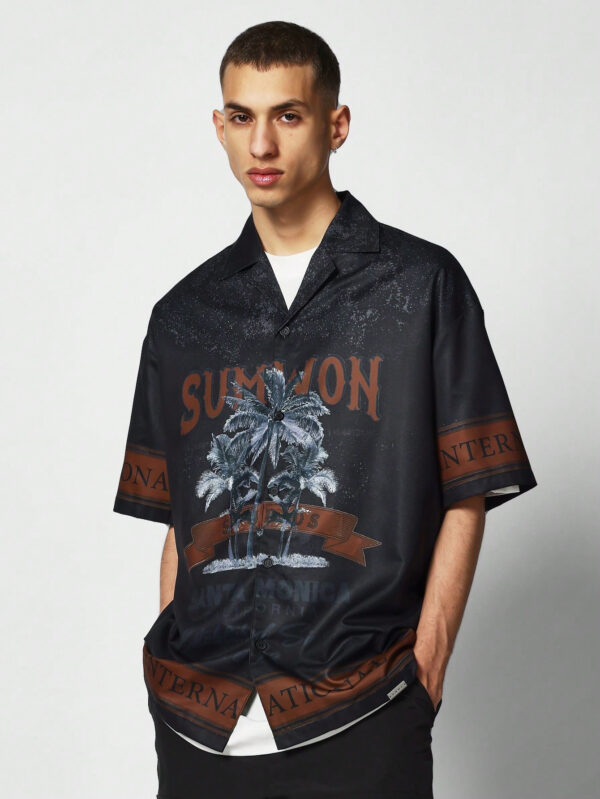 SUMWON Chemise à coupe décontractée avec impression intégrale – Image 3