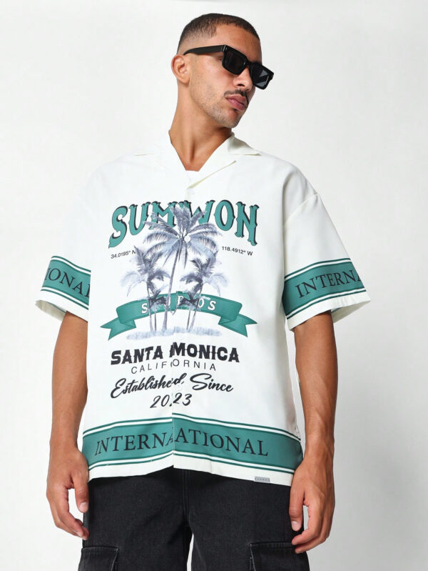 SUMWON Chemise à coupe décontractée avec impression intégrale – Image 4