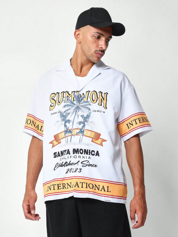 SUMWON Chemise à coupe décontractée avec impression intégrale – Image 5