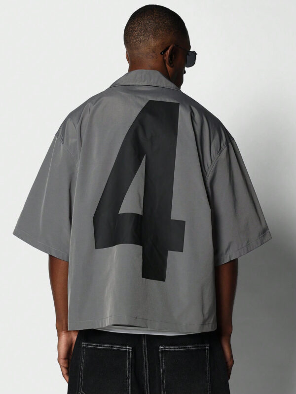 SUMWON Chemise de récolte en nylon coupe boîte avec imprimé au dos
