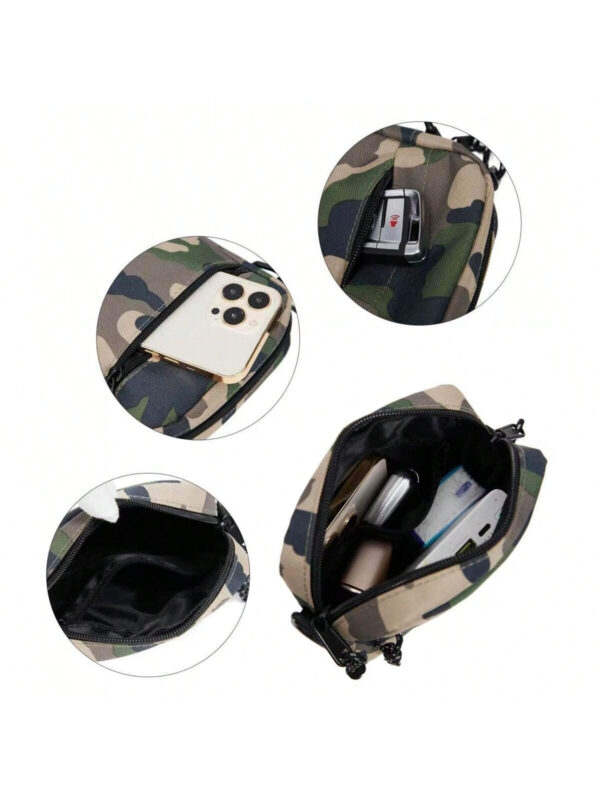 Nouveau sac banane pour homme de petite taille, design camouflage, sac bandoulière, sac besace, sac carré pour les vacances, les essentiels de voyage, les sacs d'école et de collège, les cadeaux de Noël, les cadeaux pour homme, les sacs de randonnée de grande capacité multifonctionnels pour l'extérieur et les loisirs – Image 2