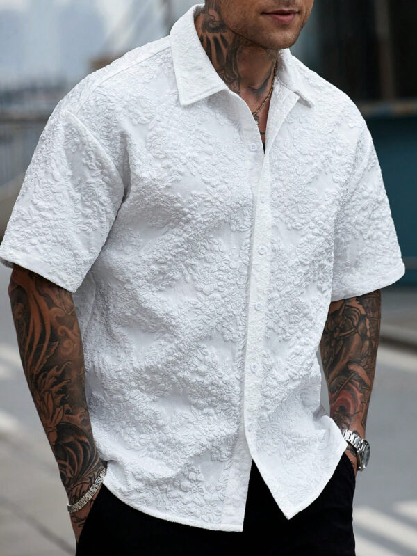Manfinity CasualCool Chemise décontractée blanche à manches courtes et boutonnage simple pour hommes