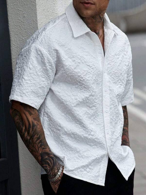 Manfinity CasualCool Chemise décontractée blanche à manches courtes et boutonnage simple pour hommes – Image 4