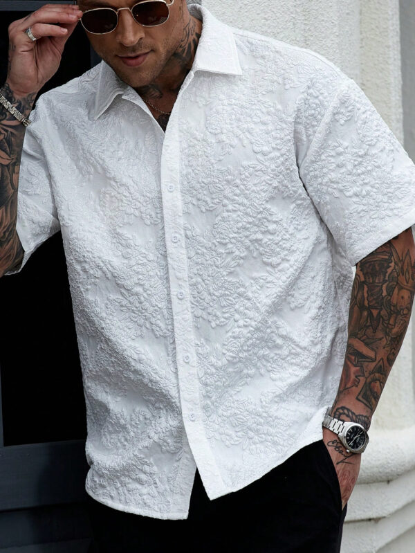 Manfinity CasualCool Chemise décontractée blanche à manches courtes et boutonnage simple pour hommes – Image 5