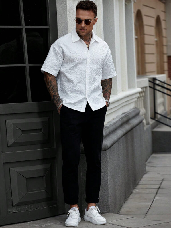 Manfinity CasualCool Chemise décontractée blanche à manches courtes et boutonnage simple pour hommes – Image 7