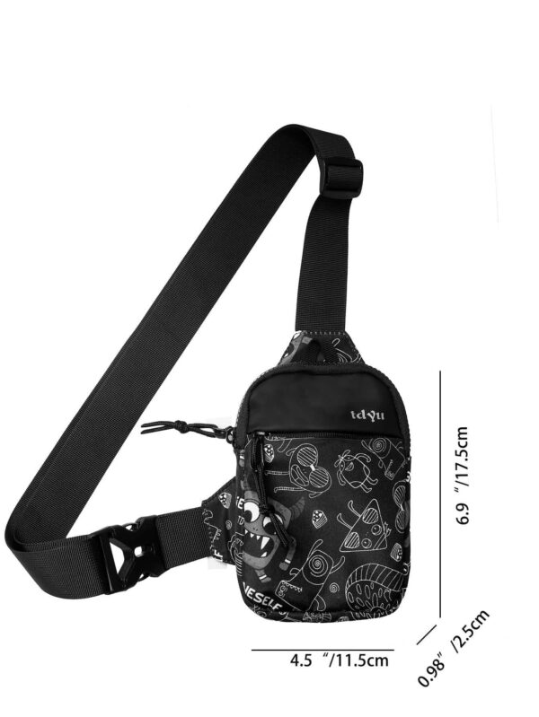 TIANDINGYU Mini sac banane sac à bandoulière sac de poitrine sac nylon décontracté collège bureau sac messager sac carré sac pour voyage vacances sport léger sac de collège pour livres sac multifonction pour hommes sac ceinture sac à bandoulière sac pour hommes sac noir essentiels de voyage essentiels de vacances sac banane retour à l'école – Image 7