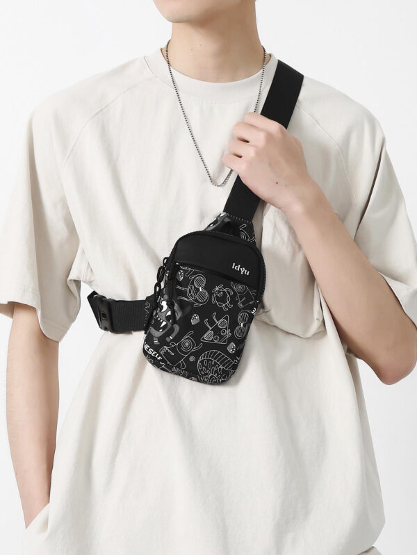 TIANDINGYU Mini sac banane sac à bandoulière sac de poitrine sac nylon décontracté collège bureau sac messager sac carré sac pour voyage vacances sport léger sac de collège pour livres sac multifonction pour hommes sac ceinture sac à bandoulière sac pour hommes sac noir essentiels de voyage essentiels de vacances sac banane retour à l'école – Image 8