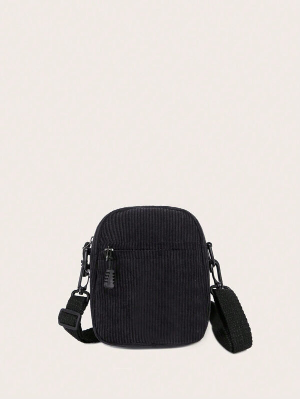 Sac à épaule mini casual sporty en velours côtelé de couleur unie, sac bandoulière, sac carré pour les essentiels de voyage, sac d'école pour le collège, sac cylindrique pour hommes, sac de messager pour l'extérieur en hiver, grand sac multifonctionnel cadeau pour les vacances, sac fourre-tout pour hommes, sac d'été, sac de rentrée scolaire – Image 2