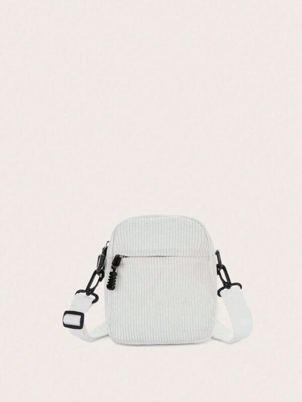 Sac à épaule mini casual sporty en velours côtelé de couleur unie, sac bandoulière, sac carré pour les essentiels de voyage, sac d'école pour le collège, sac cylindrique pour hommes, sac de messager pour l'extérieur en hiver, grand sac multifonctionnel cadeau pour les vacances, sac fourre-tout pour hommes, sac d'été, sac de rentrée scolaire – Image 3