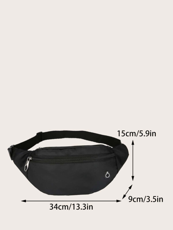 Sac banane décoré de patchs pour hommes, sac de poitrine multifonctionnel pour collège, université, livres, vacances, voyage, cadeau pour hommes, Saint-Valentin, grande capacité, noir, sac d'été, sac d'étudiant, sac de loisirs extérieurs – Image 3