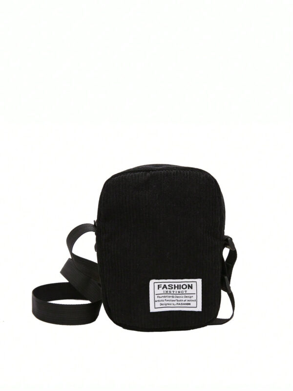 Mini sac bandoulière en velours côtelé, sac à bandoulière polyester minimaliste décontracté pour les voyages, les vacances, l'école, le sport. Léger, cadeau pour hommes, cadeau pour père, sac de plage, sac de sport, sac noir, sac étudiant grande capacité multifonctionnel, cadeaux amusants – Image 3