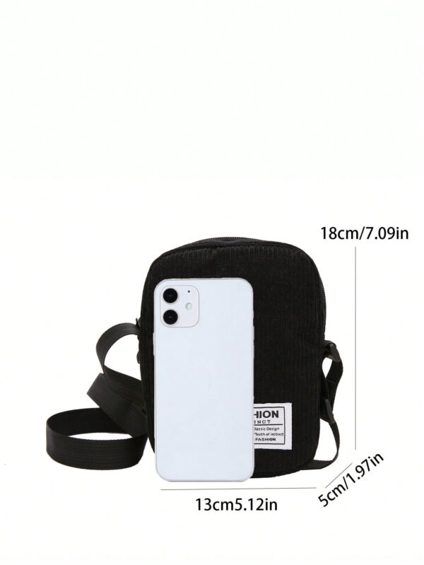 Mini sac bandoulière en velours côtelé, sac à bandoulière polyester minimaliste décontracté pour les voyages, les vacances, l'école, le sport. Léger, cadeau pour hommes, cadeau pour père, sac de plage, sac de sport, sac noir, sac étudiant grande capacité multifonctionnel, cadeaux amusants – Image 5