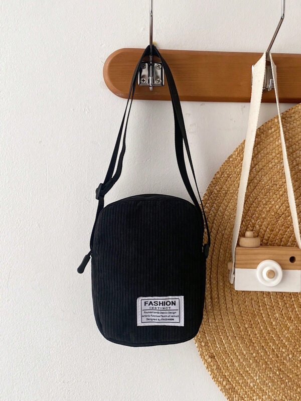 Mini sac bandoulière en velours côtelé, sac à bandoulière polyester minimaliste décontracté pour les voyages, les vacances, l'école, le sport. Léger, cadeau pour hommes, cadeau pour père, sac de plage, sac de sport, sac noir, sac étudiant grande capacité multifonctionnel, cadeaux amusants – Image 6