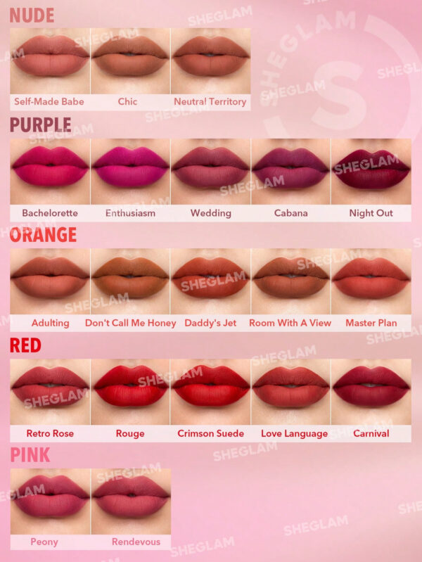 SHEGLAM Rouge À LèVres Mat Allure - Night Out 20 Couleurs Rouge À LèVres Longue DuréE Et Hautement Pigmenté Fini Velouté Doux     NoëL Cadeau De NoëL Hiver Thanksgiving DéCoration De NoëL Maquillage FÊTe Plage Voyage Vacances Rose Y1065K Saint-Valentin DéCor Amour Cadeau Hiver Maquillage FÊTe Plage Voyage Vacances Rose Y2K Promos Offres Camping ExtéRieur PréSent Rose Mode Fille Nouvelle AnnéE CosméTique Cosplayer Meilleur Voyage FêTes Couleur Fantaisie Campus éCole Charme Ambiance Cny Nouvel An Chinois – Image 23