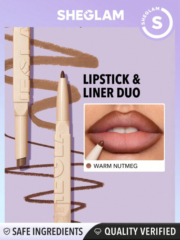 SHEGLAM Duo Rouge À LèVres Et Doublure Glam 101 - Macaron 2-En-1 Doublure Pour Les LèVres À Double ExtréMité Et Rouge À LèVres Mat Crayon Rouge À LèVres Hautement Pigmenté, Longue Tenue, Lisse Et Facile À Porter Maquillage Des LèVres     NoëL Cadeau De NoëL Hiver Thanksgiving DéCoration De NoëL Maquillage FÊTe Plage Voyage Vacances Rose Y321K Saint-Valentin DéCor Amour Cadeau Hiver Maquillage FÊTe Plage Voyage Vacances Rose Y2K Promos Offres Camping ExtéRieur PréSent Rose Mode Fille Nouvelle AnnéE CosméTique Cosplayer Meilleur Voyage FêTes Couleur Fantaisie Campus éCole Charme Ambiance Cny Nouvel An Chinois – Image 2