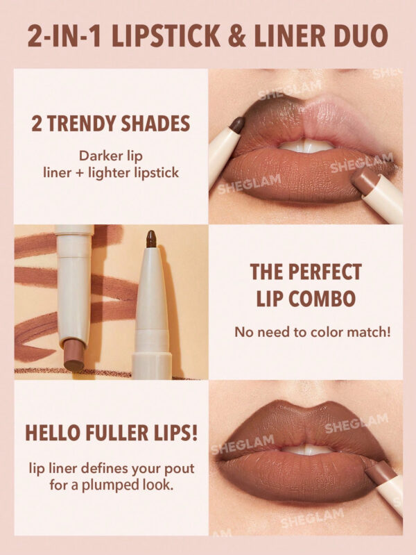 SHEGLAM Duo Rouge À LèVres Et Doublure Glam 101 - Macaron 2-En-1 Doublure Pour Les LèVres À Double ExtréMité Et Rouge À LèVres Mat Crayon Rouge À LèVres Hautement Pigmenté, Longue Tenue, Lisse Et Facile À Porter Maquillage Des LèVres     NoëL Cadeau De NoëL Hiver Thanksgiving DéCoration De NoëL Maquillage FÊTe Plage Voyage Vacances Rose Y321K Saint-Valentin DéCor Amour Cadeau Hiver Maquillage FÊTe Plage Voyage Vacances Rose Y2K Promos Offres Camping ExtéRieur PréSent Rose Mode Fille Nouvelle AnnéE CosméTique Cosplayer Meilleur Voyage FêTes Couleur Fantaisie Campus éCole Charme Ambiance Cny Nouvel An Chinois – Image 11