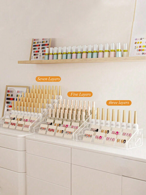 1 pièce Présentoir cosmétique de table transparent multi-couche détachable avec boucle, boîte de rangement pour vernis à ongles, présentoir multifonctionnel pour vernis à ongles, rouge à lèvres, outils de beauté et produits de soins de la peau – Image 2