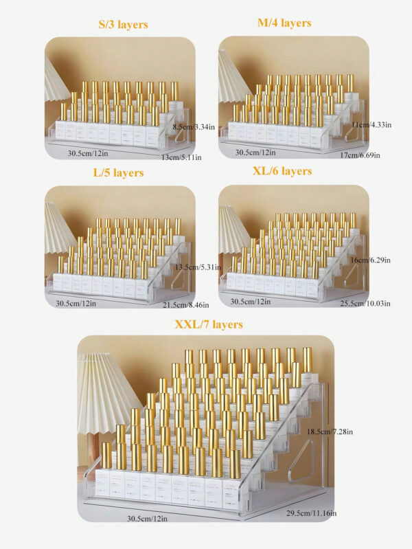 1 pièce Présentoir cosmétique de table transparent multi-couche détachable avec boucle, boîte de rangement pour vernis à ongles, présentoir multifonctionnel pour vernis à ongles, rouge à lèvres, outils de beauté et produits de soins de la peau – Image 5
