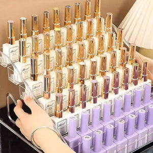 1 pièce Présentoir cosmétique de table transparent multi-couche détachable avec boucle, boîte de rangement pour vernis à ongles, présentoir multifonctionnel pour vernis à ongles, rouge à lèvres, outils de beauté et produits de soins de la peau