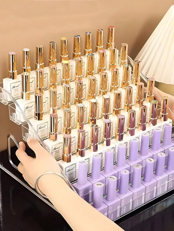 1 pièce Présentoir cosmétique de table transparent multi-couche détachable avec boucle, boîte de rangement pour vernis à ongles, présentoir multifonctionnel pour vernis à ongles, rouge à lèvres, outils de beauté et produits de soins de la peau – Image 9