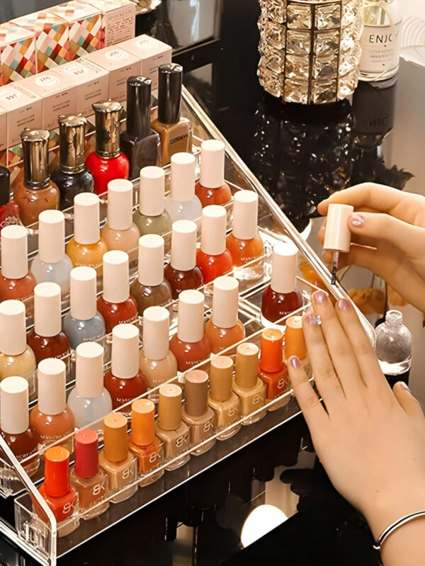 1 pièce Présentoir cosmétique de table transparent multi-couche détachable avec boucle, boîte de rangement pour vernis à ongles, présentoir multifonctionnel pour vernis à ongles, rouge à lèvres, outils de beauté et produits de soins de la peau – Image 10