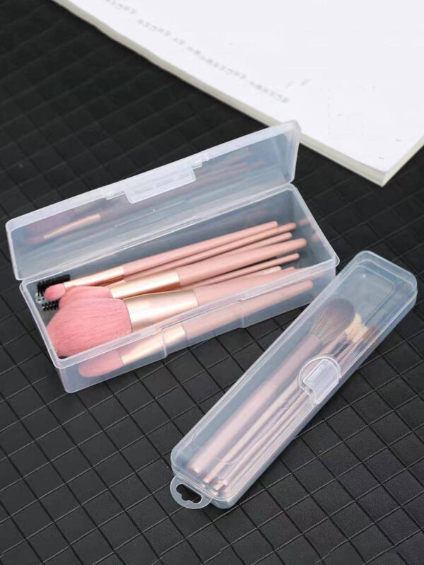 Porte-pinceau De Maquillage En Plastique, Boîte À Cosmétiques Transparente Minimaliste Anti-poussière, Pour La Maison, Cadeau Pour La Saint-valentin 1 Pièce