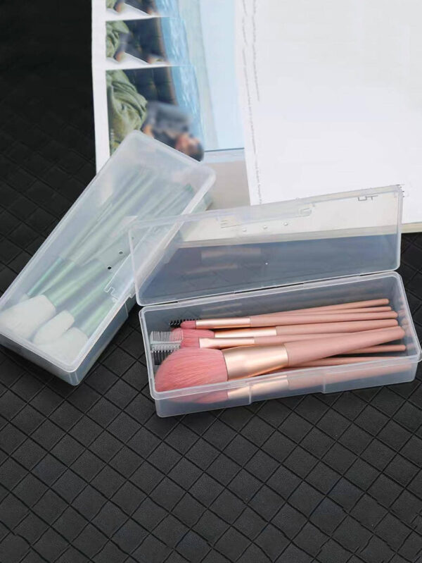 Porte-pinceau De Maquillage En Plastique, Boîte À Cosmétiques Transparente Minimaliste Anti-poussière, Pour La Maison, Cadeau Pour La Saint-valentin 1 Pièce – Image 2