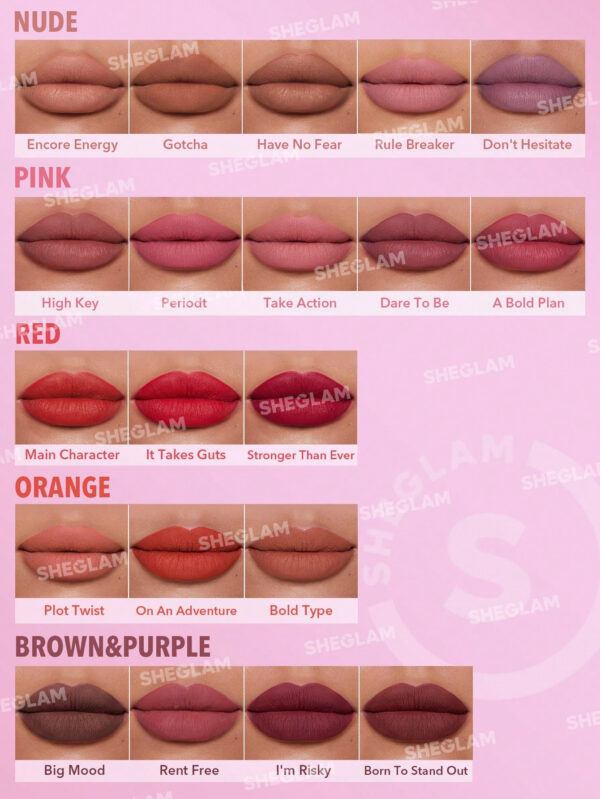SHEGLAM Rouge à LèVres Mat Longue DuréE Dynamatte Boom - A Bold Plan     NoëL Cadeau De NoëL Hiver Thanksgiving DéCoration De NoëL Maquillage FÊTe Plage Voyage Vacances Rose Y480K Saint-Valentin DéCor Amour Cadeau Hiver Maquillage FÊTe Plage Voyage Vacances Rose Y2K Promos Offres Camping ExtéRieur PréSent Rose Mode Fille Nouvelle AnnéE CosméTique Cosplayer Meilleur Voyage FêTes Couleur Fantaisie Campus éCole Charme Ambiance Cny Nouvel An Chinois – Image 25