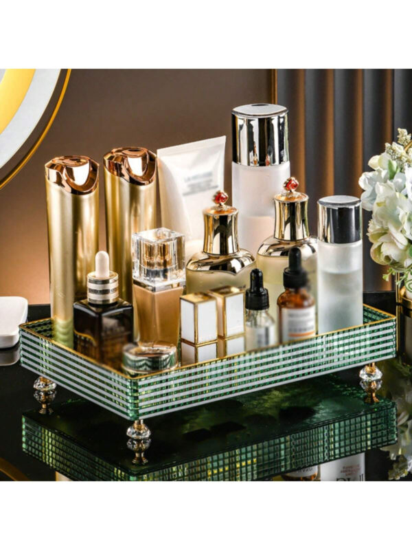 1/2 pièces Organisateur de maquillage, plateau de salle de bain de vanité, boîte de rangement de parfum de maquillage, plateau de rangement d'anneau de maquillage, plateau de table de toilette, étagère décorative organisateur de bijoux et de maquillage, support de rangement de cosmétiques de salle de bain, plateau de rangement et d'affichage de bureau pour la décoration de la maison, la salle de bain, le cadeau. – Image 13