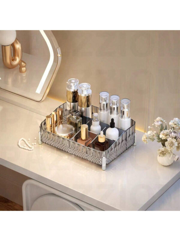 1/2 pièces Organisateur de maquillage, plateau de salle de bain de vanité, boîte de rangement de parfum de maquillage, plateau de rangement d'anneau de maquillage, plateau de table de toilette, étagère décorative organisateur de bijoux et de maquillage, support de rangement de cosmétiques de salle de bain, plateau de rangement et d'affichage de bureau pour la décoration de la maison, la salle de bain, le cadeau. – Image 19