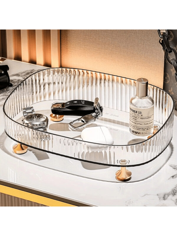 1/2 pièces Organisateur de maquillage, plateau de salle de bain de vanité, boîte de rangement de parfum de maquillage, plateau de rangement d'anneau de maquillage, plateau de table de toilette, étagère décorative organisateur de bijoux et de maquillage, support de rangement de cosmétiques de salle de bain, plateau de rangement et d'affichage de bureau pour la décoration de la maison, la salle de bain, le cadeau. – Image 20