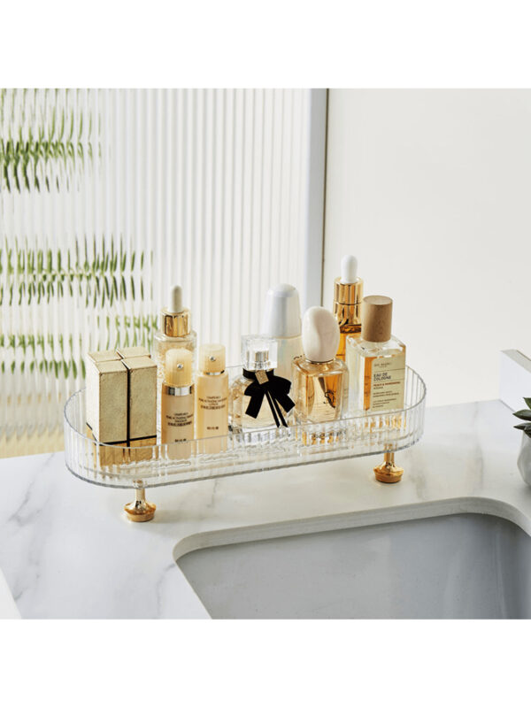 1/2 pièces Organisateur de maquillage, plateau de salle de bain de vanité, boîte de rangement de parfum de maquillage, plateau de rangement d'anneau de maquillage, plateau de table de toilette, étagère décorative organisateur de bijoux et de maquillage, support de rangement de cosmétiques de salle de bain, plateau de rangement et d'affichage de bureau pour la décoration de la maison, la salle de bain, le cadeau. – Image 21