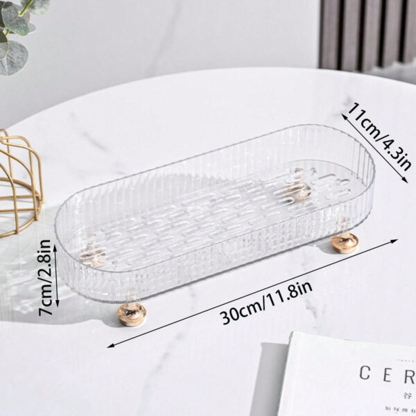 1/2 pièces Organisateur de maquillage, plateau de salle de bain de vanité, boîte de rangement de parfum de maquillage, plateau de rangement d'anneau de maquillage, plateau de table de toilette, étagère décorative organisateur de bijoux et de maquillage, support de rangement de cosmétiques de salle de bain, plateau de rangement et d'affichage de bureau pour la décoration de la maison, la salle de bain, le cadeau. – Image 23