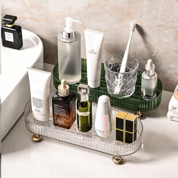 1/2 pièces Organisateur de maquillage, plateau de salle de bain de vanité, boîte de rangement de parfum de maquillage, plateau de rangement d'anneau de maquillage, plateau de table de toilette, étagère décorative organisateur de bijoux et de maquillage, support de rangement de cosmétiques de salle de bain, plateau de rangement et d'affichage de bureau pour la décoration de la maison, la salle de bain, le cadeau. – Image 25